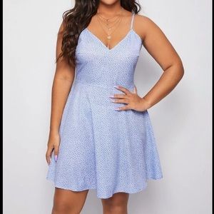 SHEIN Plus Tied Backless Ditsy Floral Slip Dress